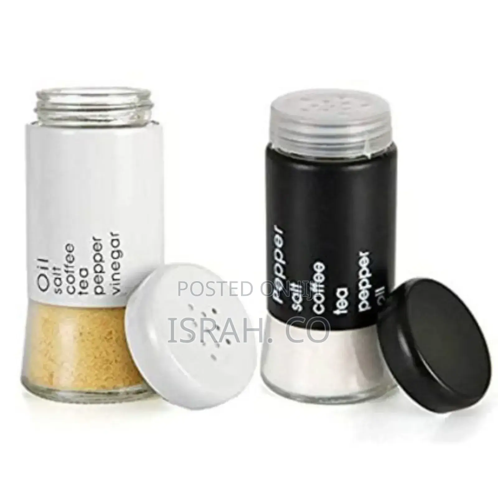 2 Pc Steel and Glass Pepper and Salt Shaker Set-Black 