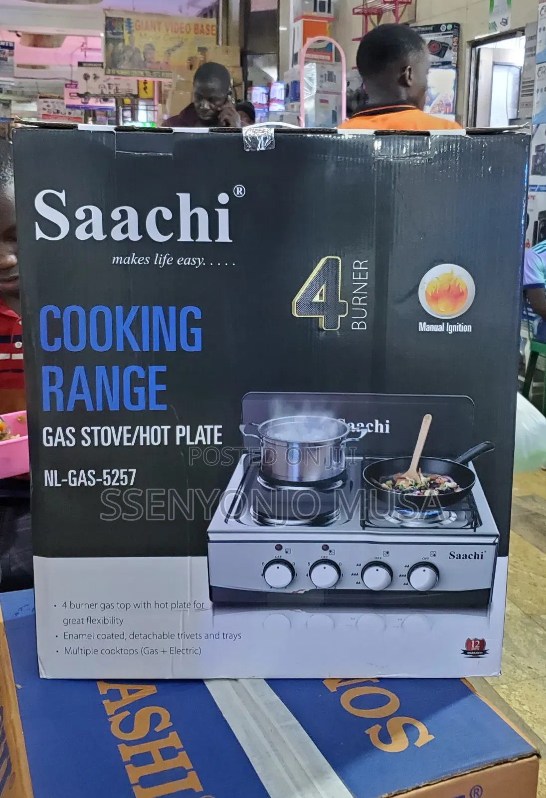 Saachi Nl-Gas-5257 4 Burner Gas Stove With Hot Plate -