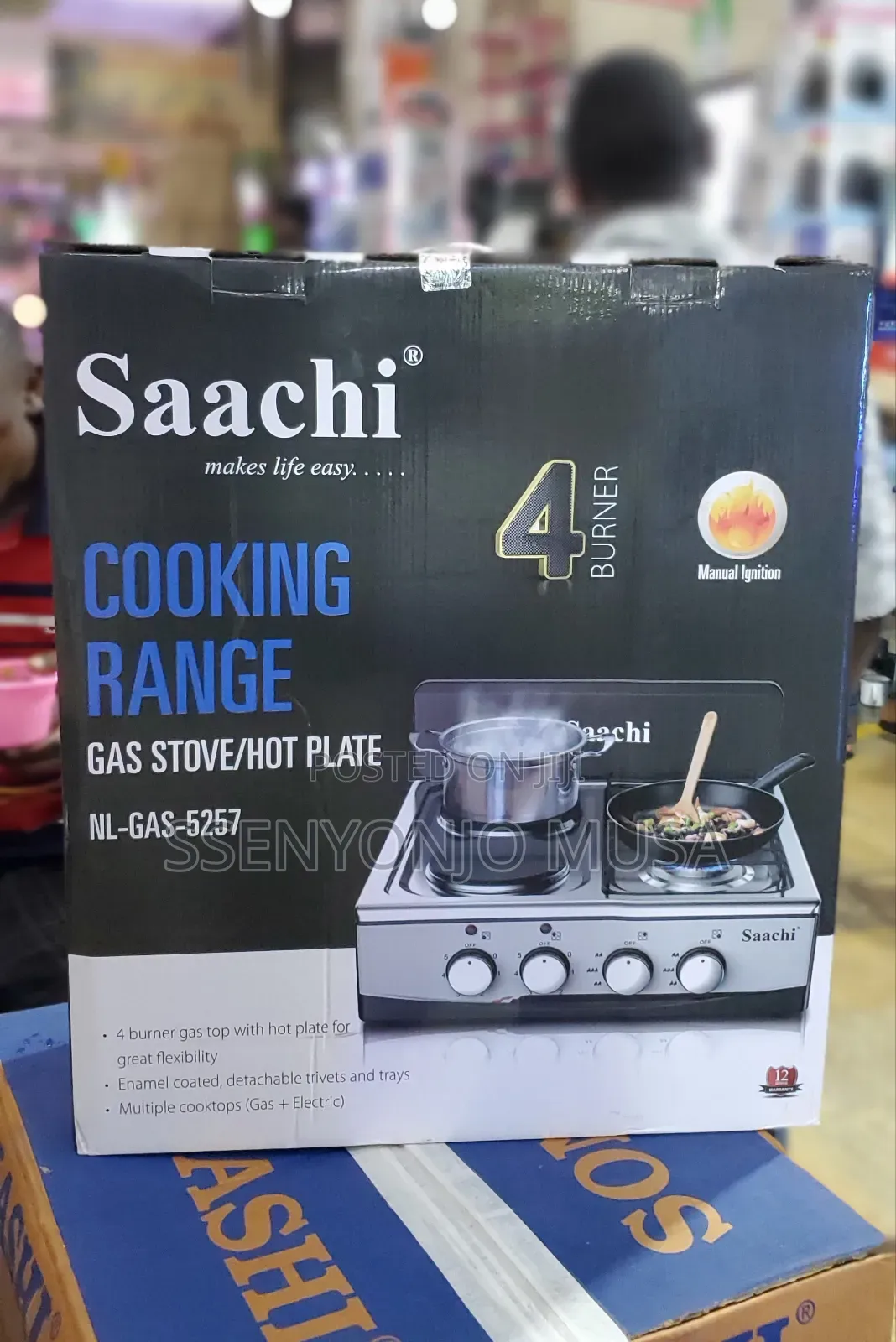 Saachi Nl-Gas-5257 4 Burner Gas Stove With Hot Plate -