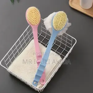 Soft Hair Double Sided Bath Brush Sponge WTH Long Handle