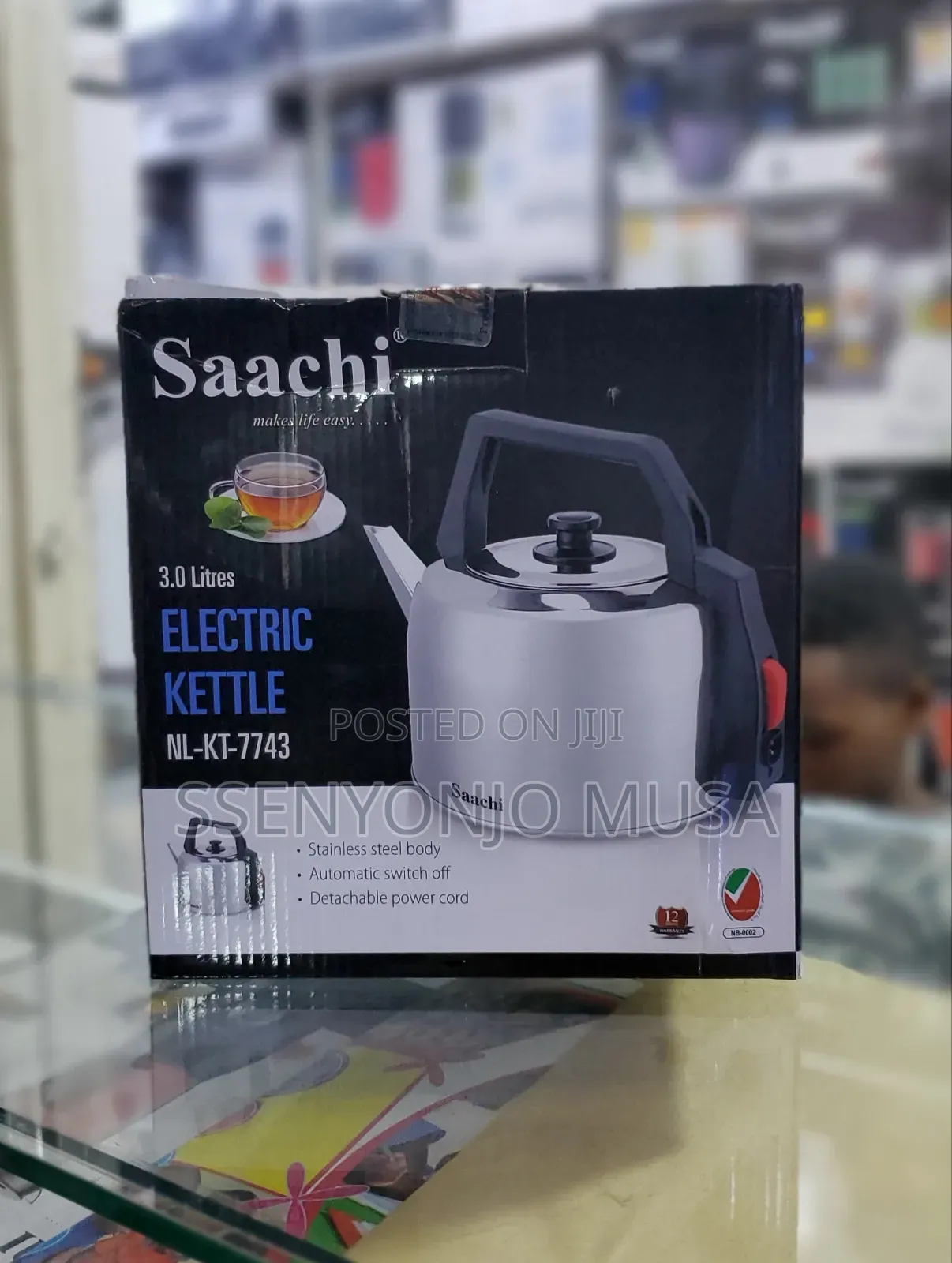 Saachi Mk-7743 3l Electric Kettle-Rapid Boil-Stainless Steel