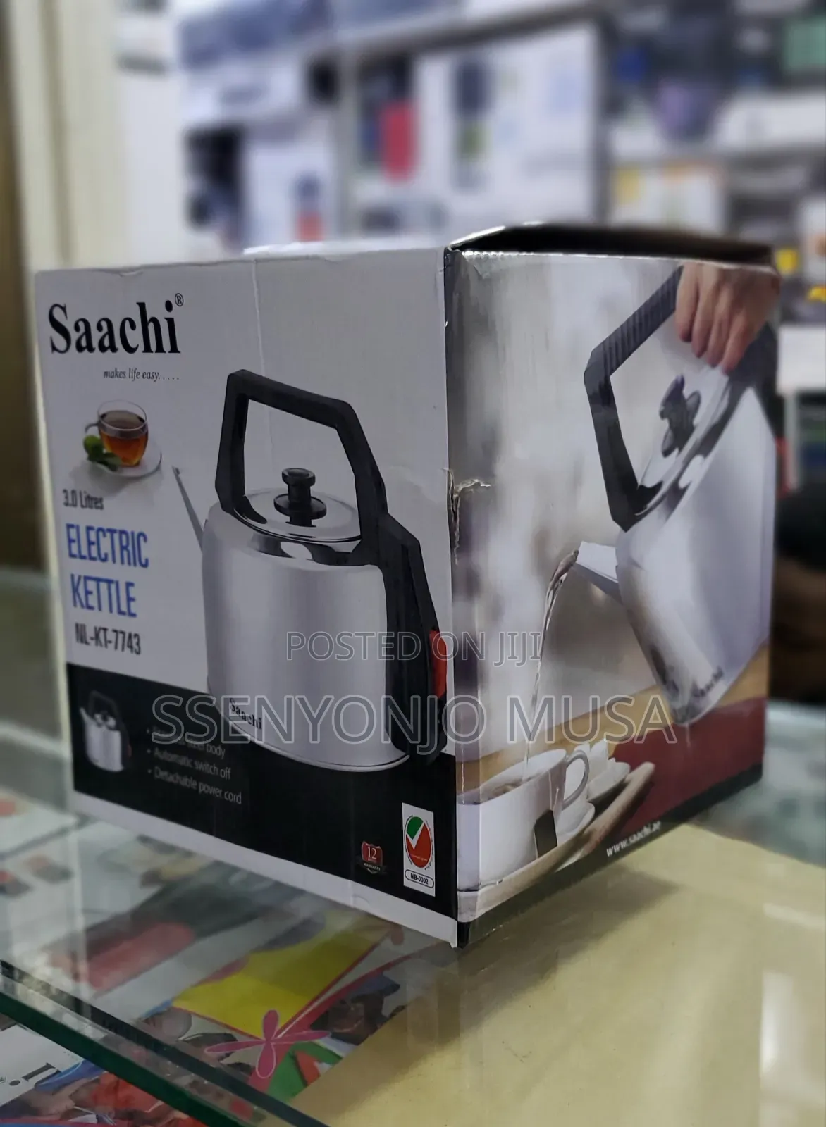 Saachi Mk-7743 3l Electric Kettle-Rapid Boil-Stainless Steel