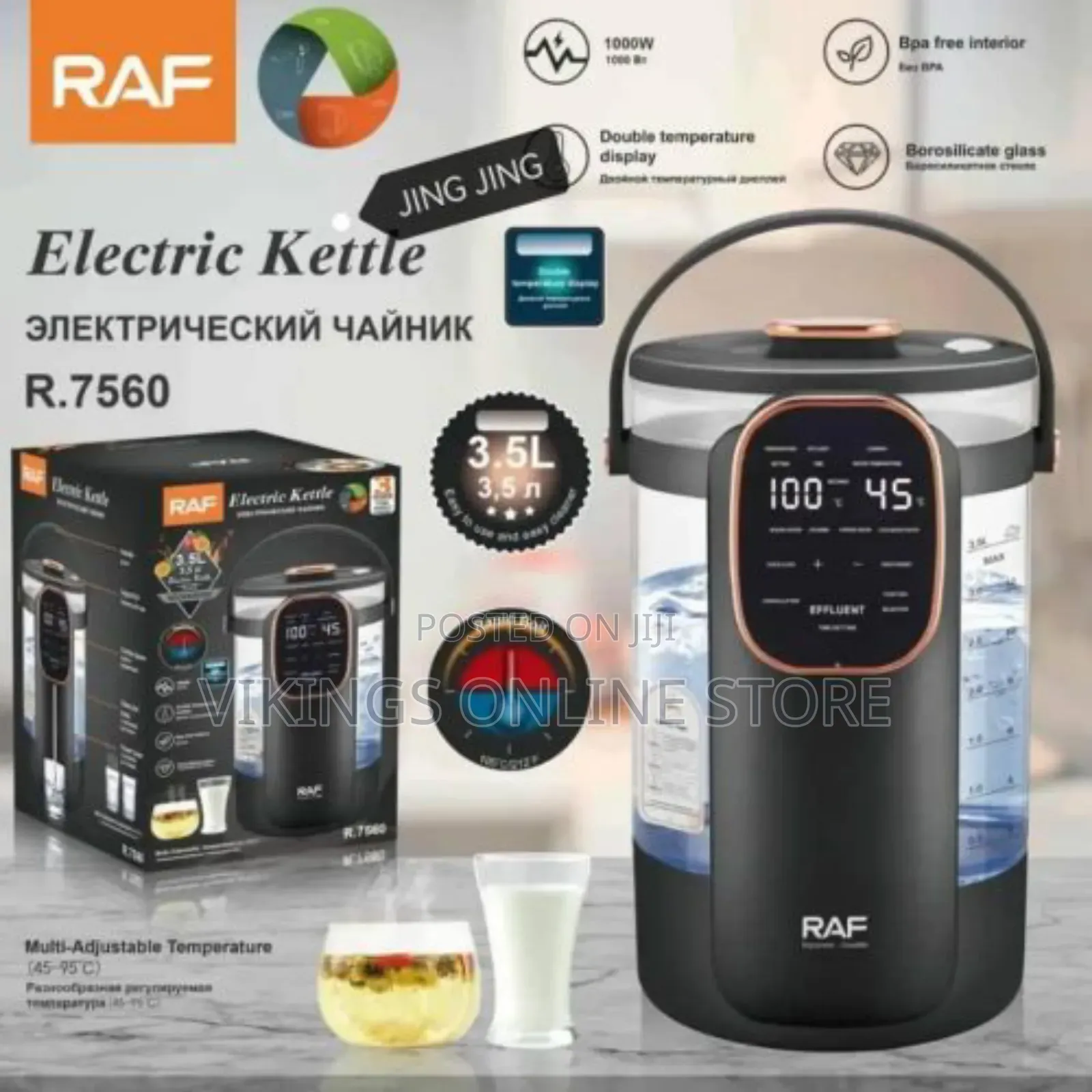 Raf Temperature Controlled Electric Kettle - 3.5L - 1000W