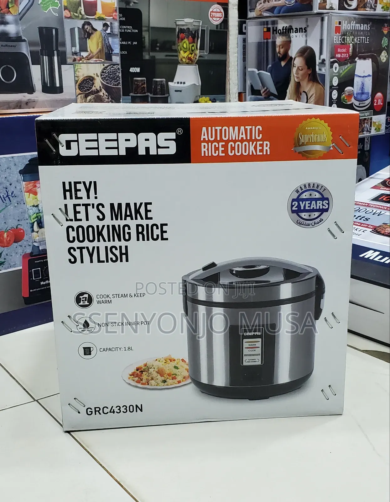 Geepas Rice Cooker 1.8l Grc4330 Stainless Steel-