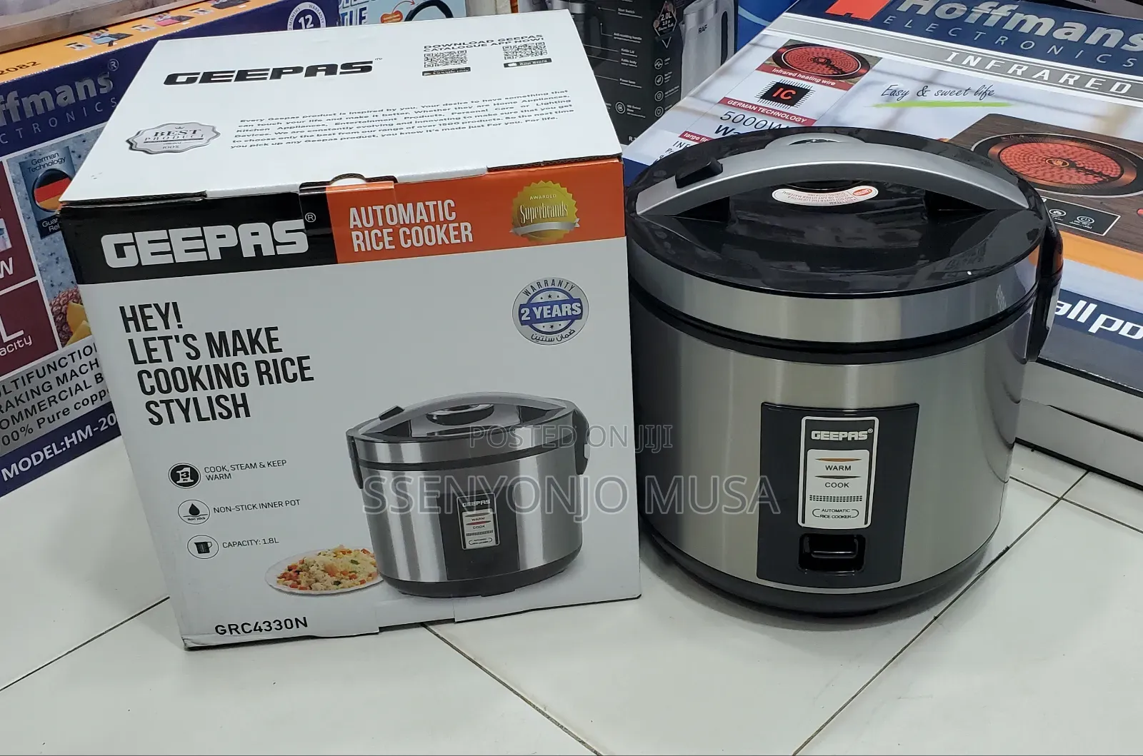 Geepas Rice Cooker 1.8l Grc4330 Stainless Steel-