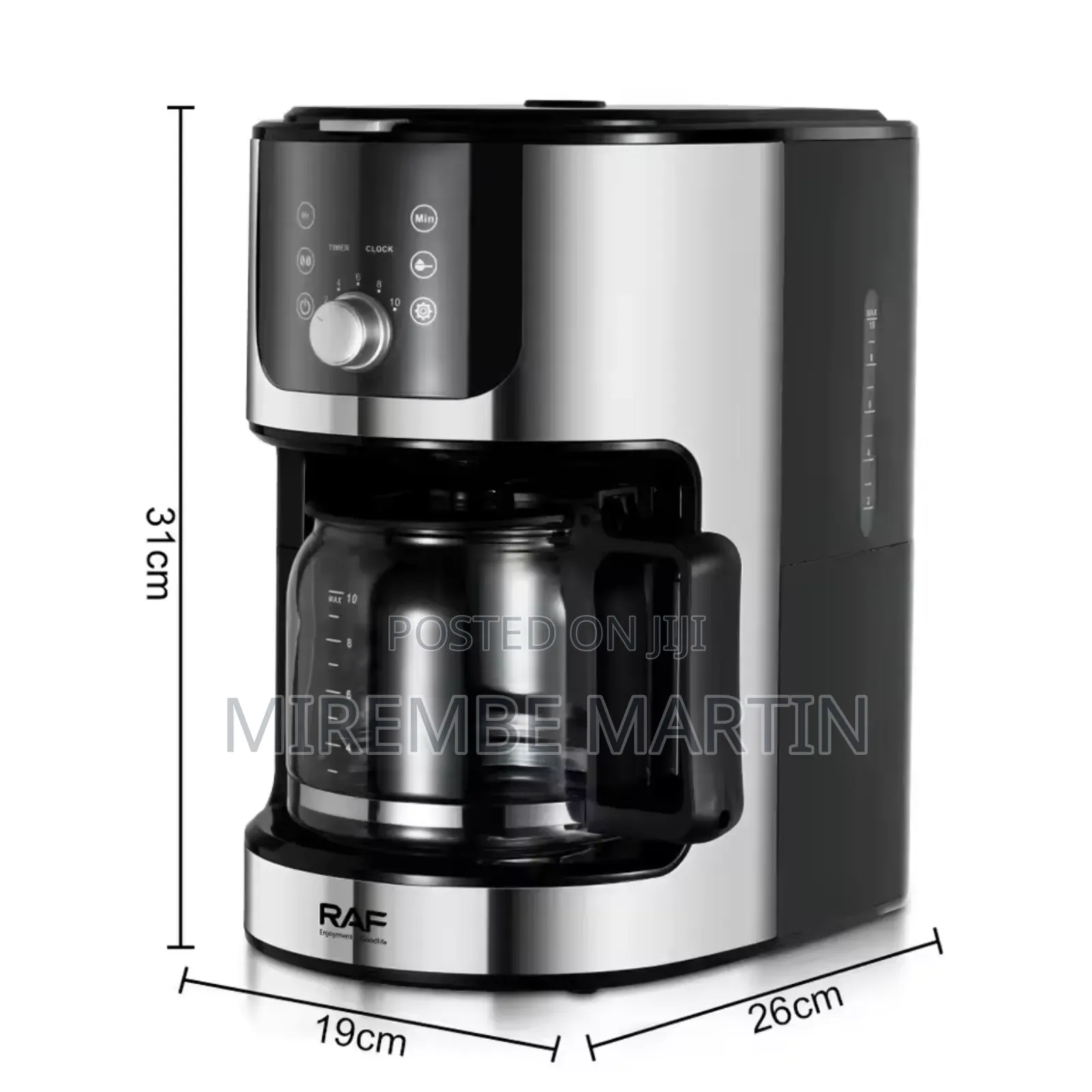 RAF 1.2L Water Reservoir Built-in Grinder Coffee Maker