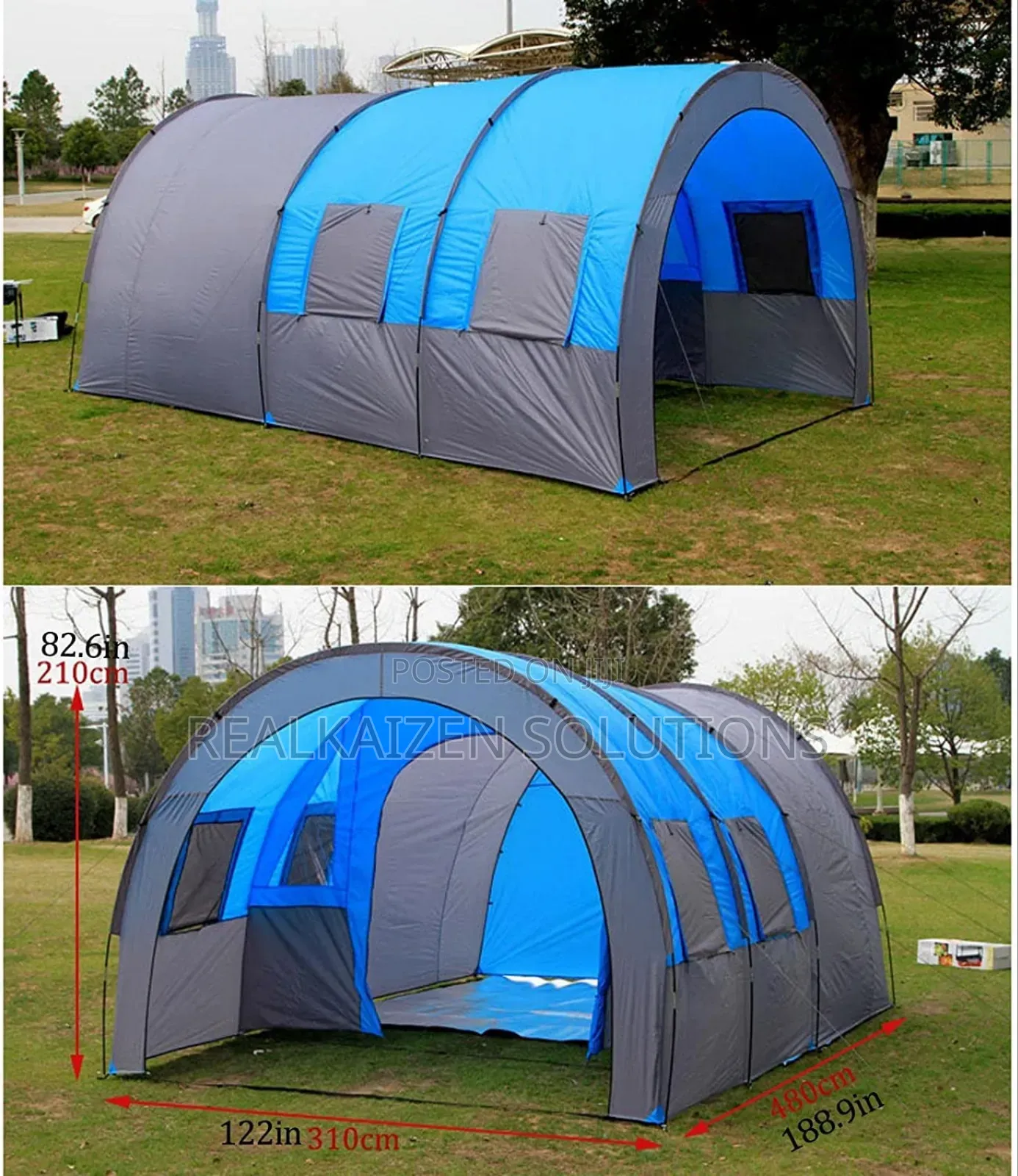 LFO 2 Room Large Space Tunnel Camping Tent 8-10 People
