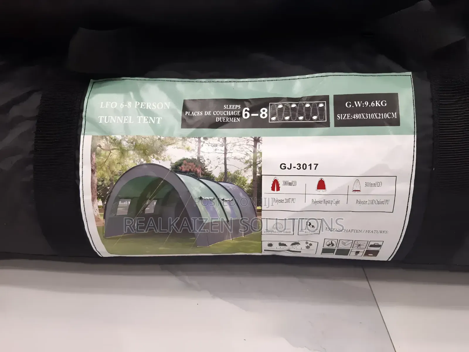 LFO 2 Room Large Space Tunnel Camping Tent 8-10 People
