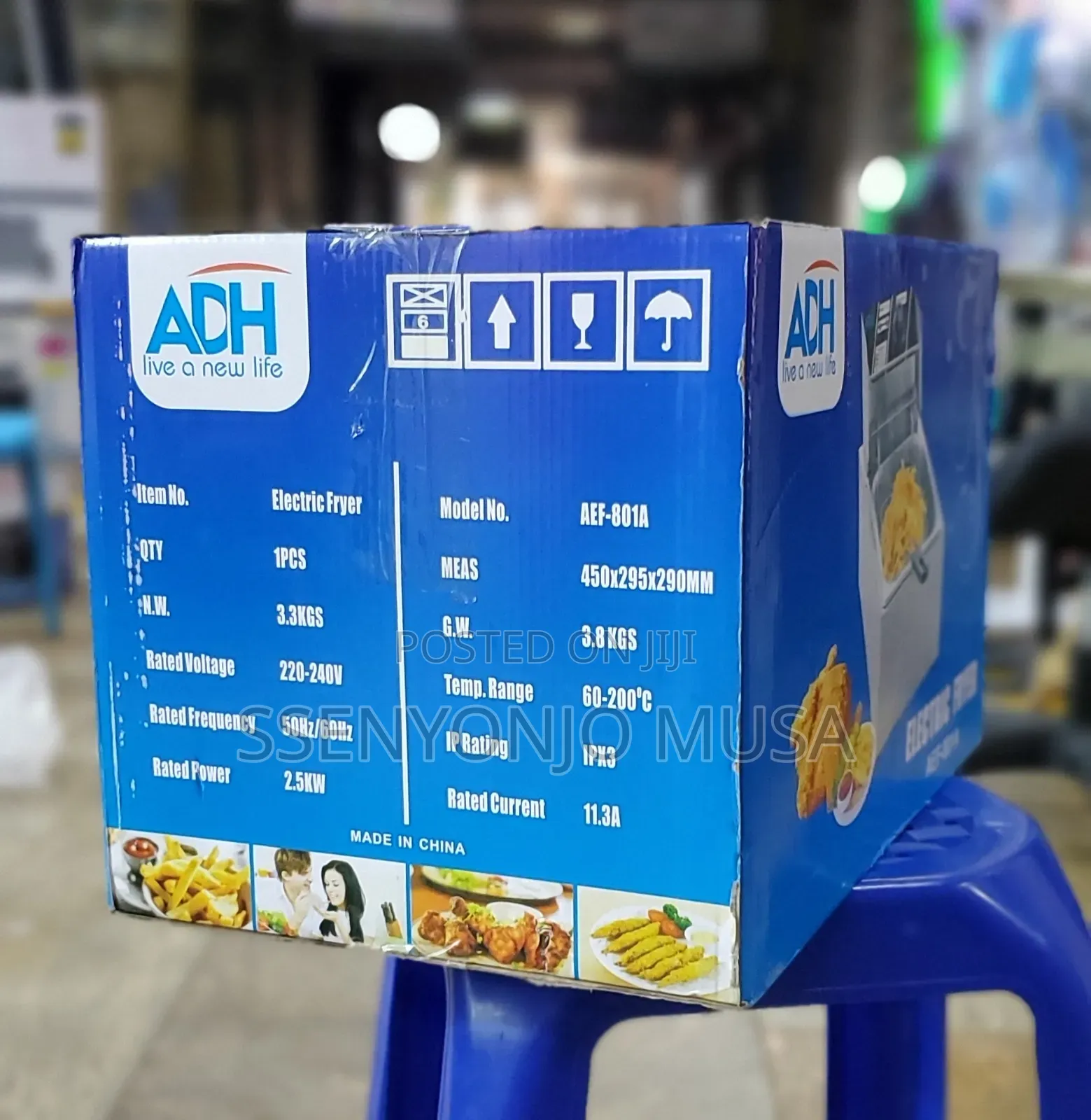 Adh Electric Deep Fryer 6l Aef-801a-2.5kw, 220-240v-60-200°c