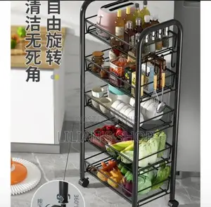 Kitchen Metallic Trolley With Wheels