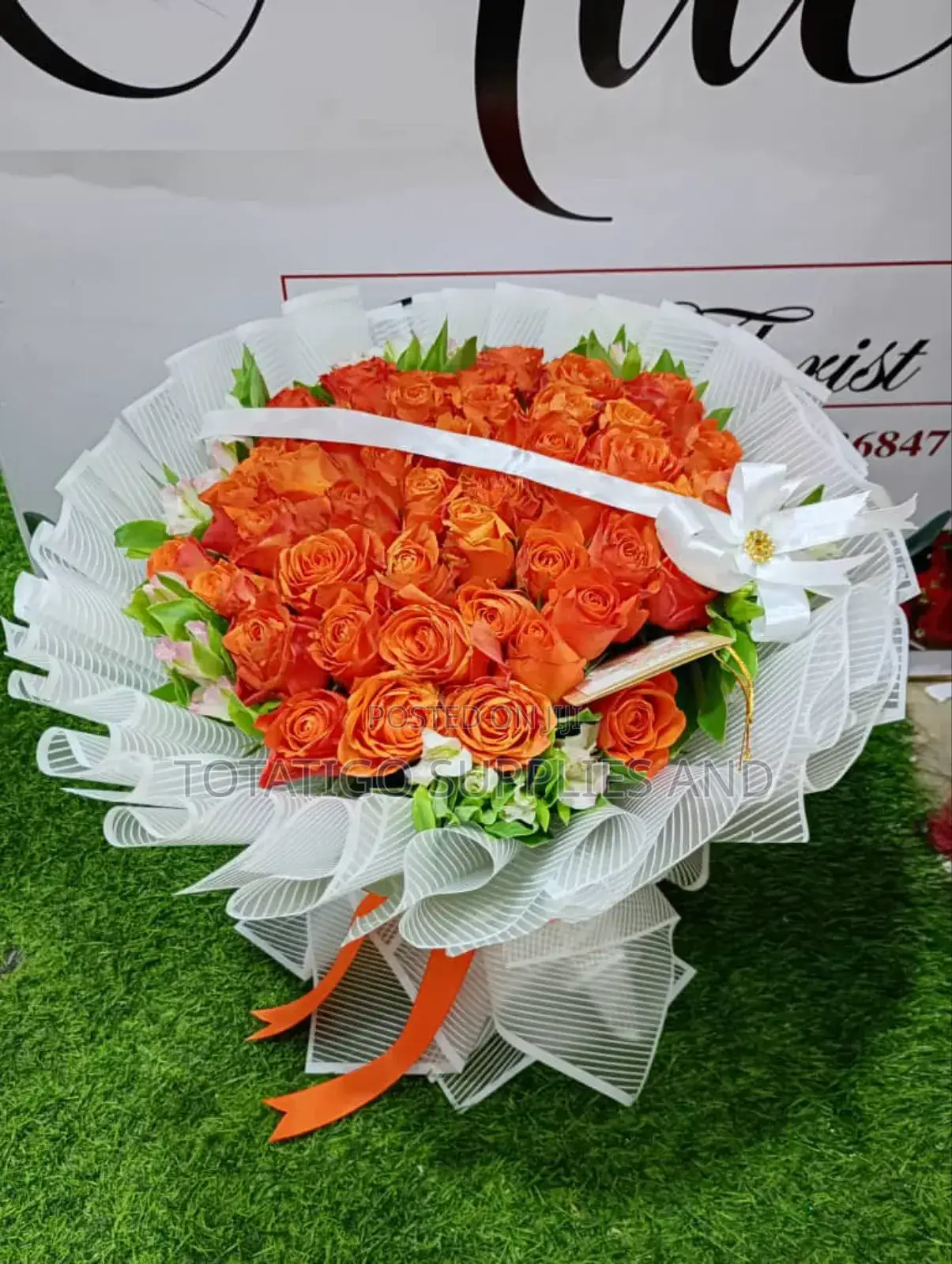 Flower Bouquet With Orange Roses