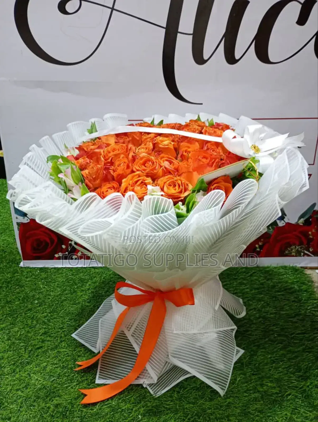 Flower Bouquet With Orange Roses