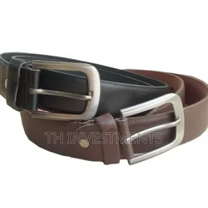 2 Pack Of Men's Designer Faux Leather Belts - Black,Brown