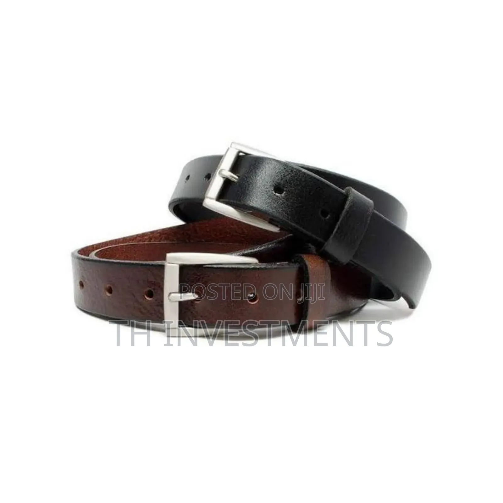 2 Pack Of Men's Designer Faux Leather Belts - Black,Brown