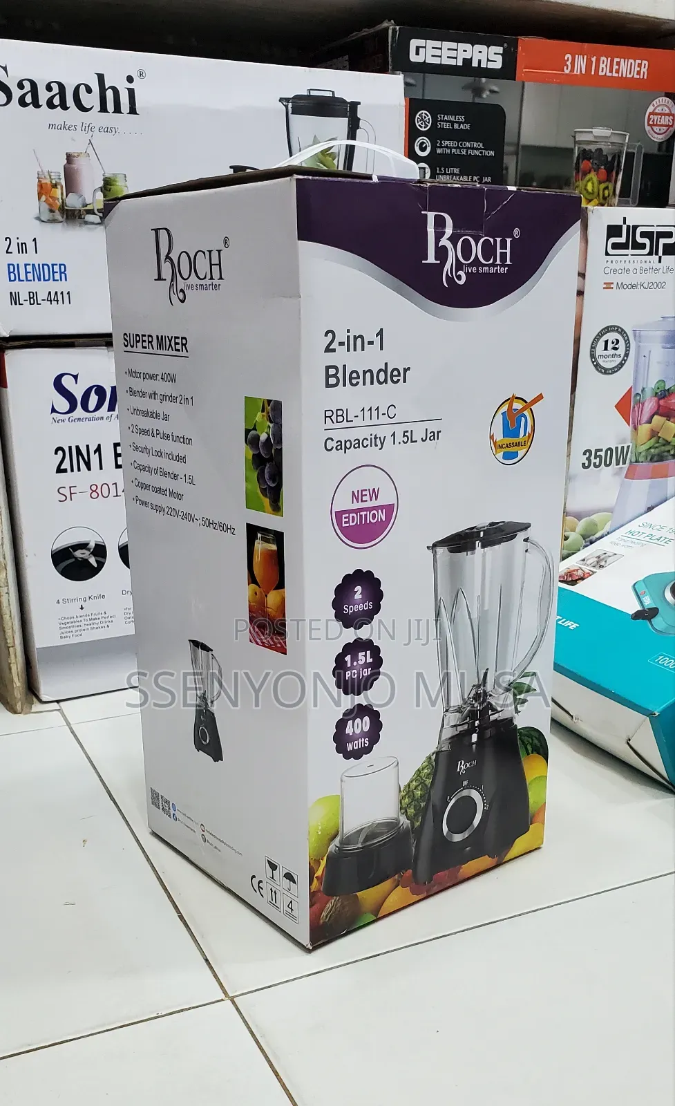 Roch Blender 1.5l Unbreakable Jar - 2-in-1 RBL-111-C - 400w