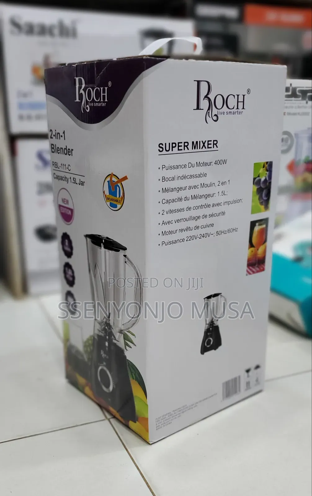 Roch Blender 1.5l Unbreakable Jar - 2-in-1 RBL-111-C - 400w
