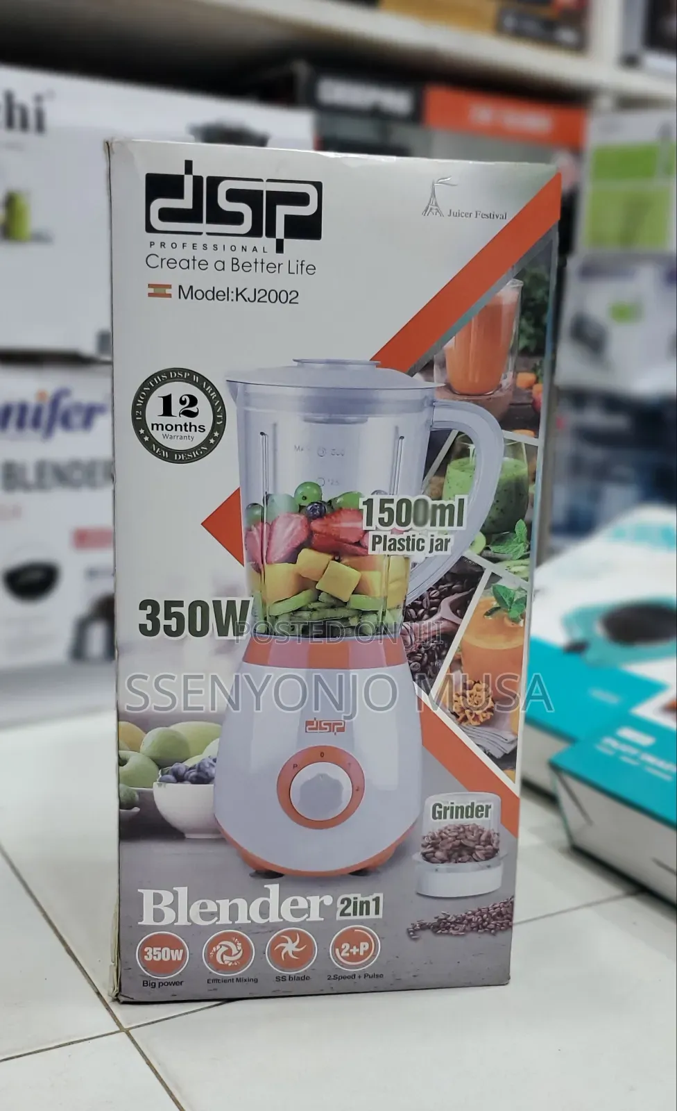 DSP Blender 1.5l 2-in-1 Professional With Grinder Kj2002 -350w