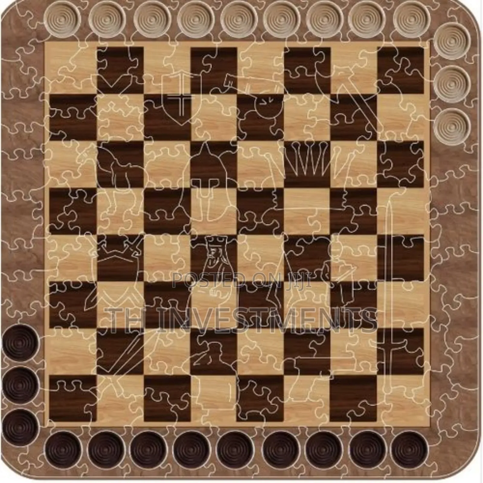 Portable Jigsaw Puzzle-Chess Board Game Mat--A3- Brown