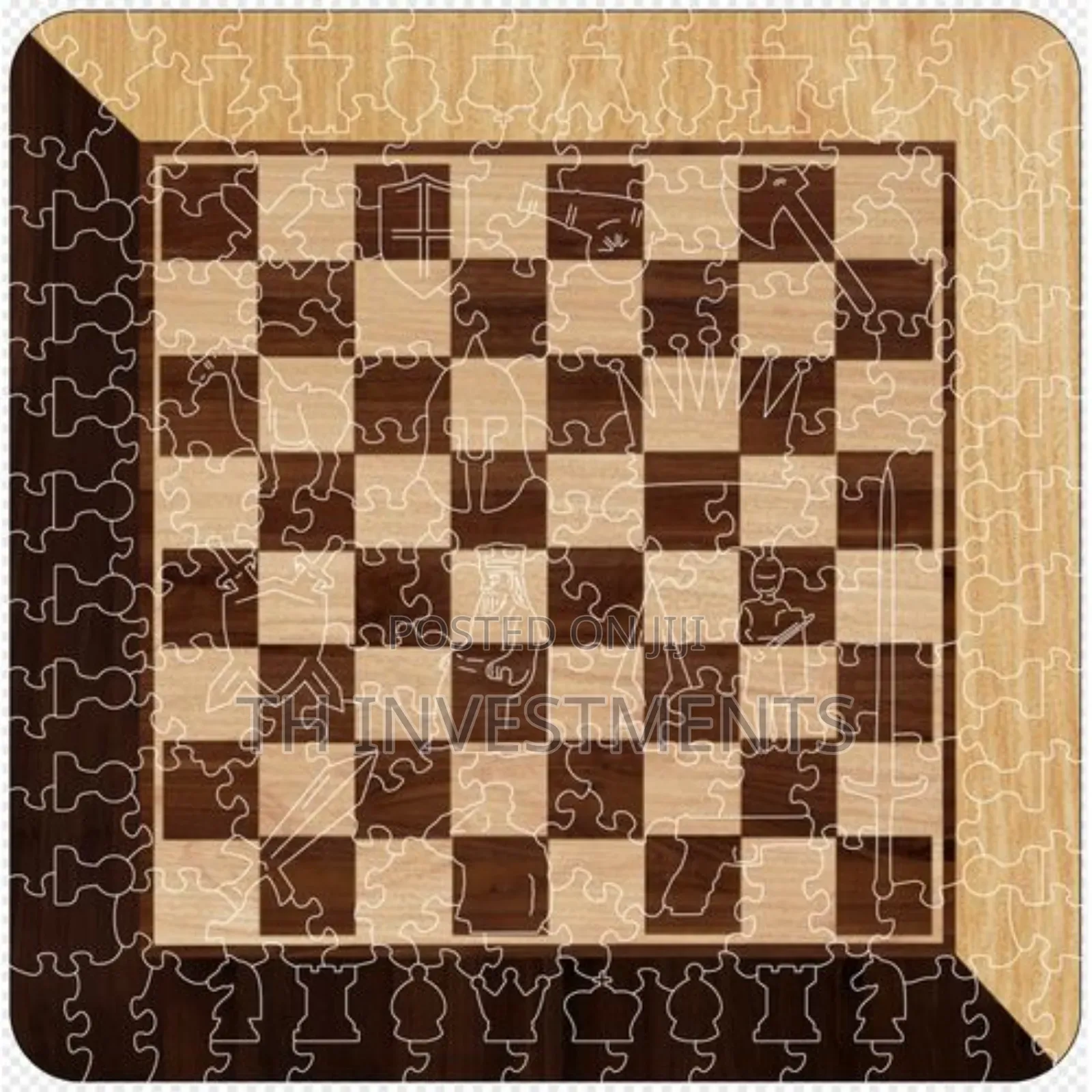 Portable Jigsaw Puzzle-Chess Board Game Mat--A3- Brown
