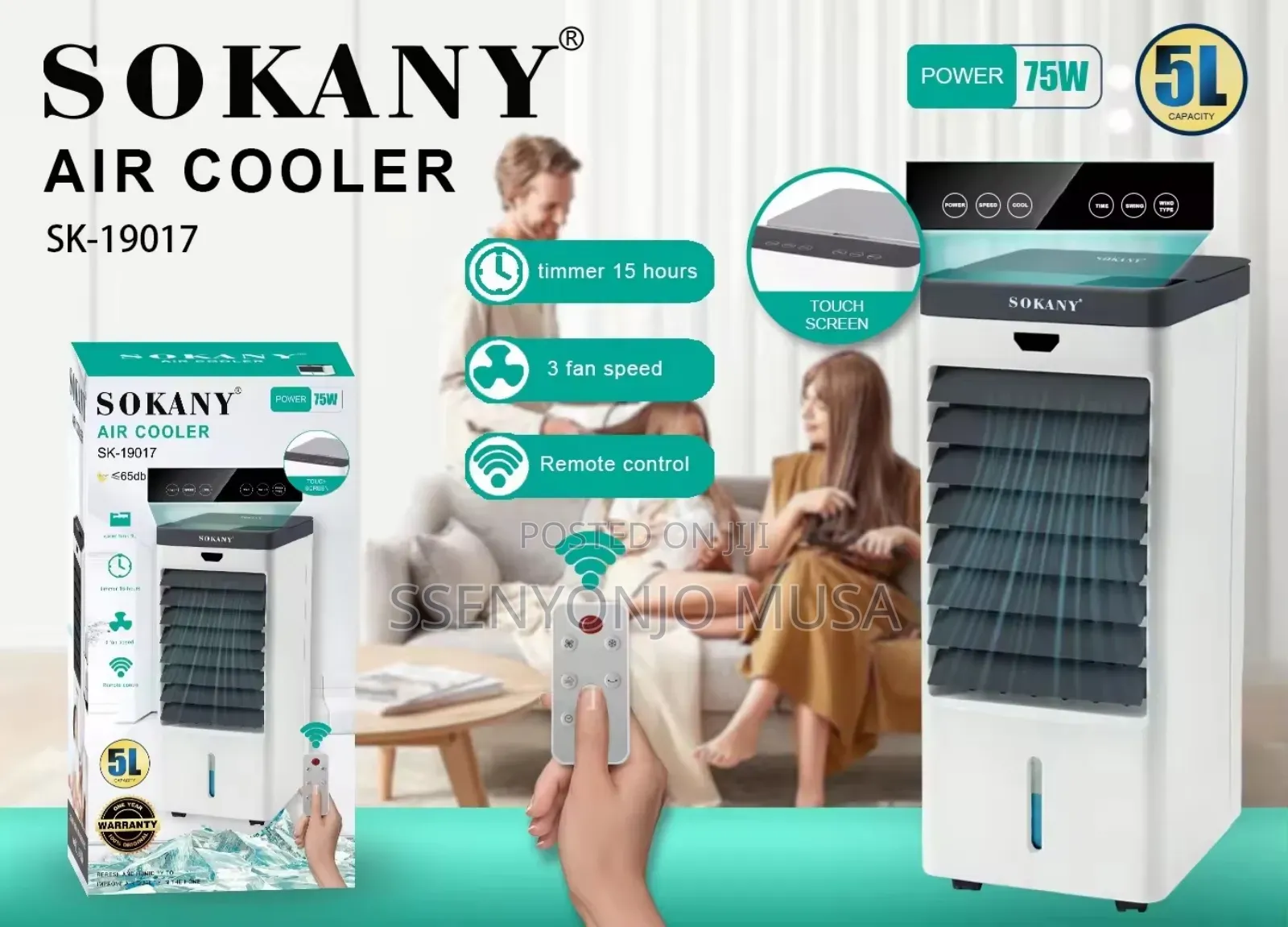 SOKANY Aircooler Sk-19017-5l-75w-Touch Screen-Remote Control
