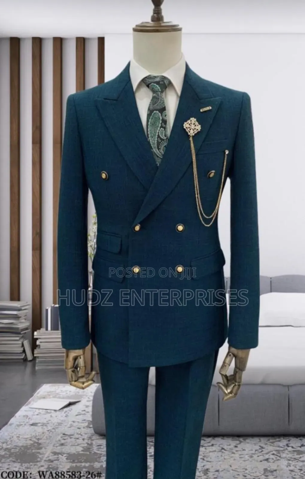 Double Breast Gold Button Turkish Suit