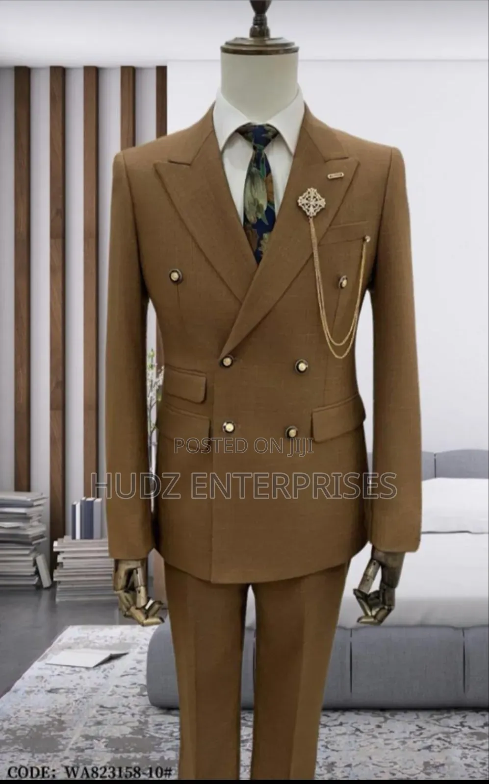 Double Breast Brown Gold Turkish Classy Suit