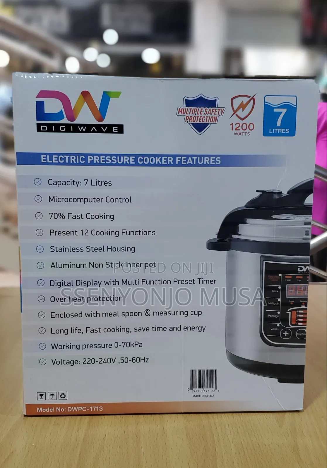 Dw Digiwave Electric Pressure Cooker - 7l-1200w, 12 Cooking-