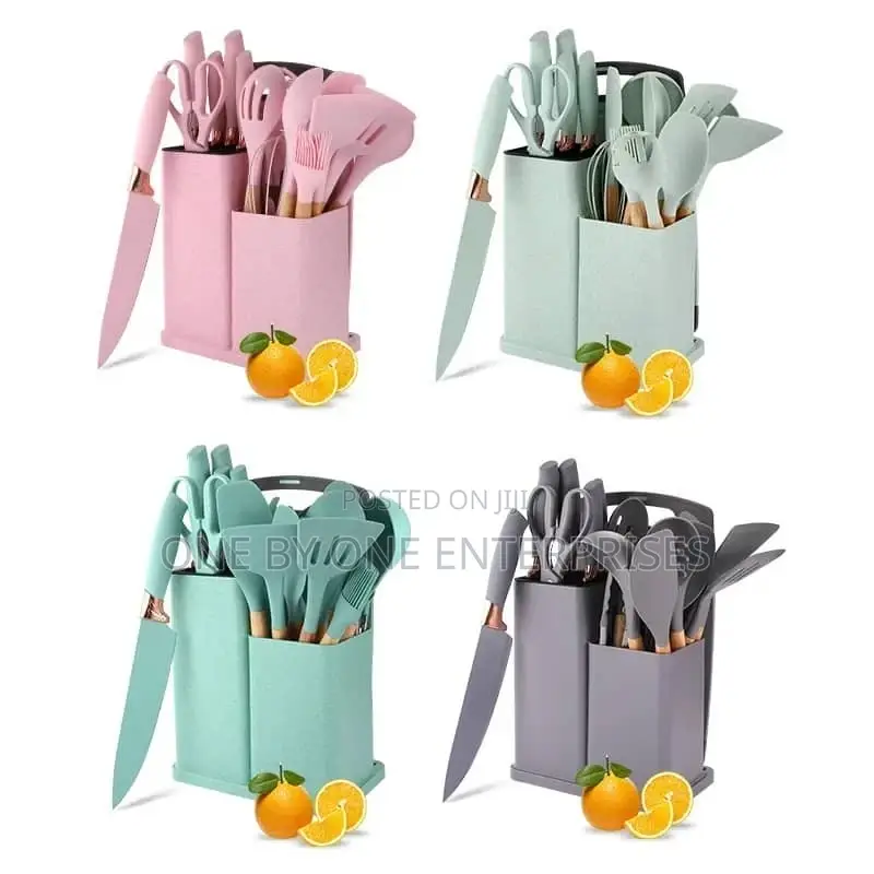 Color Knife Set, Heat Resistant Silicone Kitchen Cooking