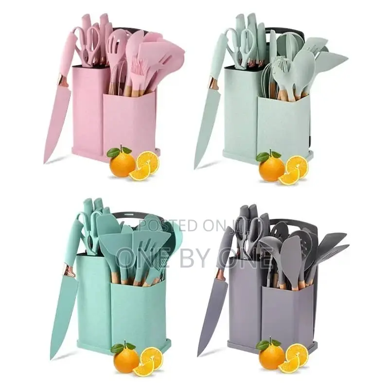 Color Knife Set, Heat Resistant Silicone Kitchen Cooking
