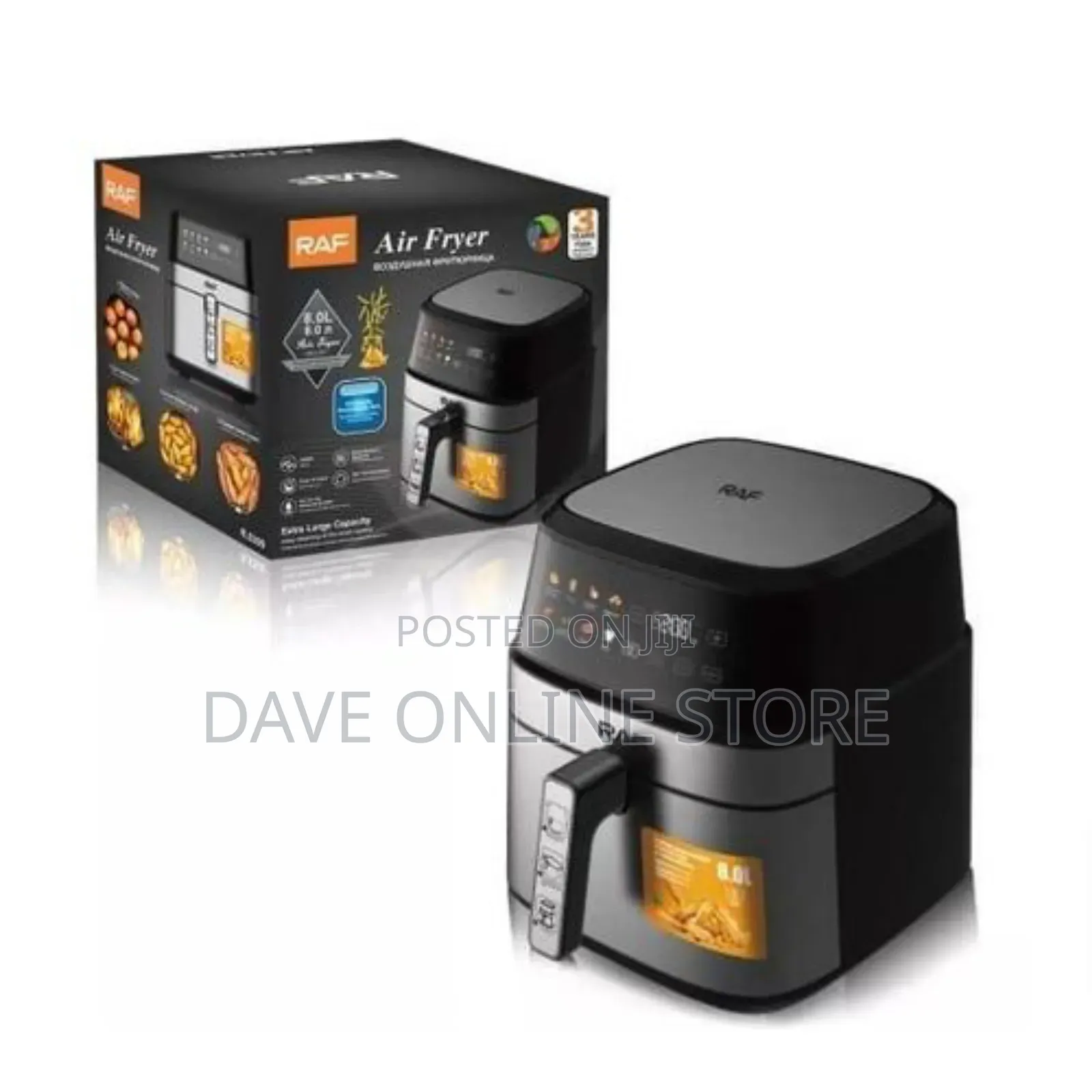 RAF 8L Easy-to-Use Digital Air Fryer Oven Grill- Black