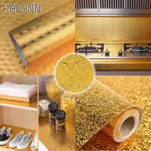 Splendid Gold Kitchen Oil Proof Wallpaper