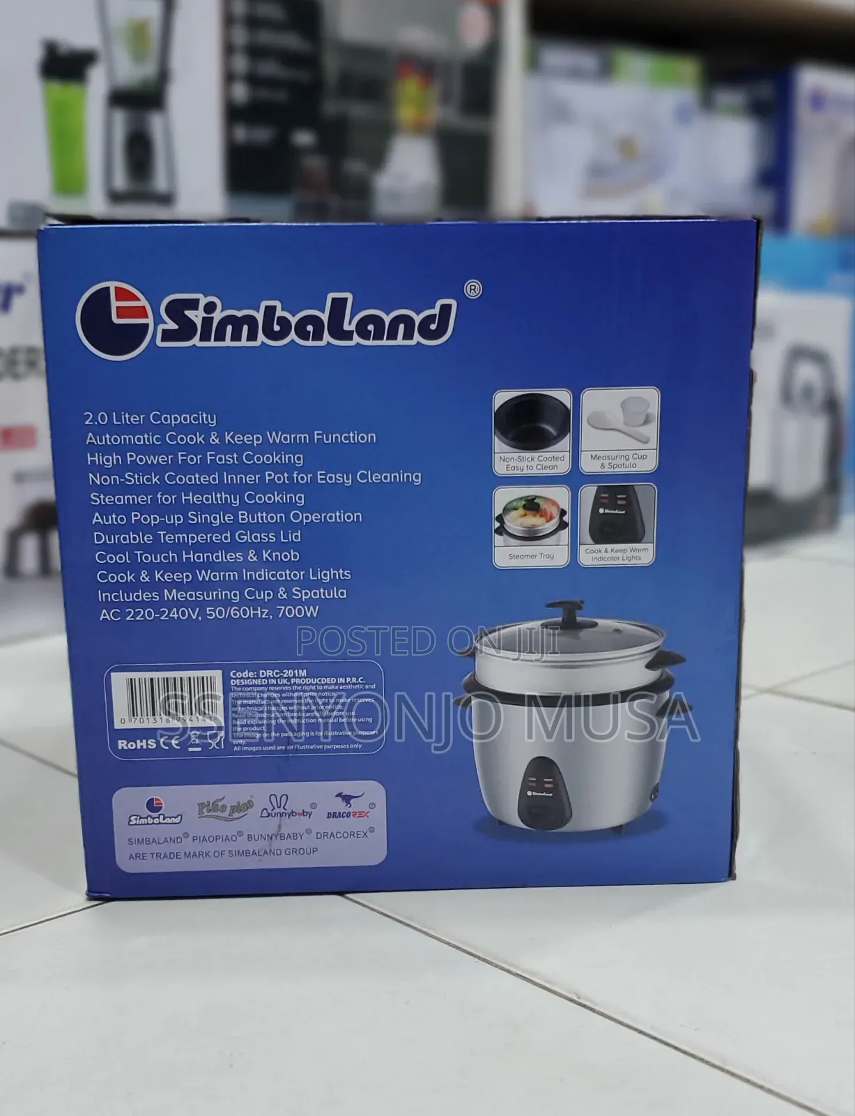 Simbaland Electric Rice Cooker DRC-201m- 2.0l,700w,Cook Keep