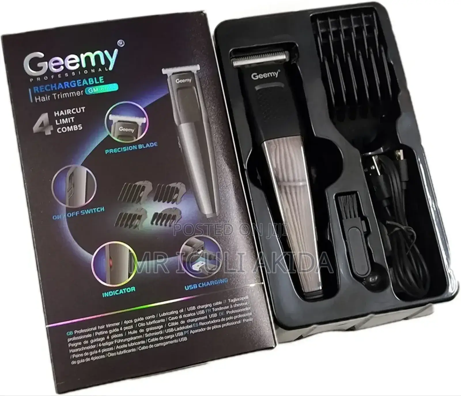 Geemy Professional Rechargeable Hair Trimmer WTH Limit Combs