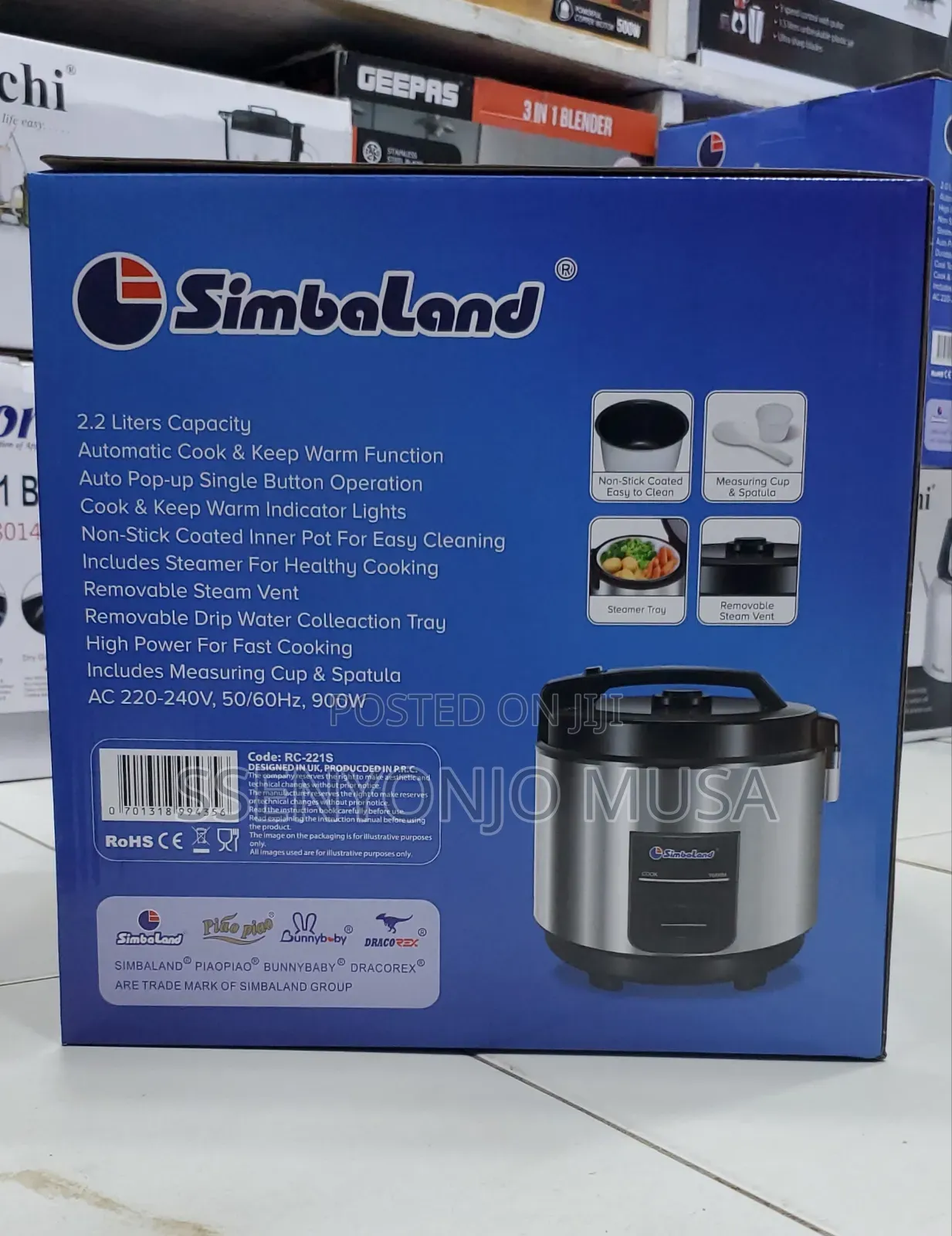 Simbaland Electric Rice Cooker Rc-221s - 2.2l,900w,Cook Keep