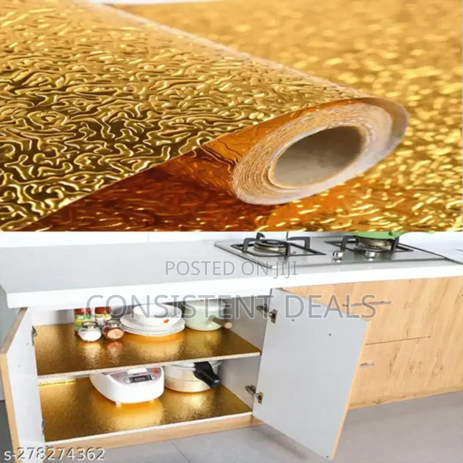 Gold Kitchen Foil Wallpaper ( Self Adhesive)
