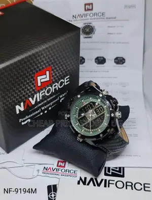 NAVIFORCE Man Watch Original Leather Strap Analog Digital