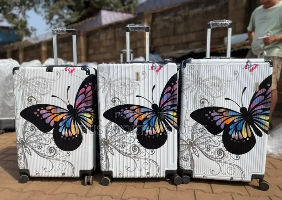 3pcs Metallic Butterfly Suitcase