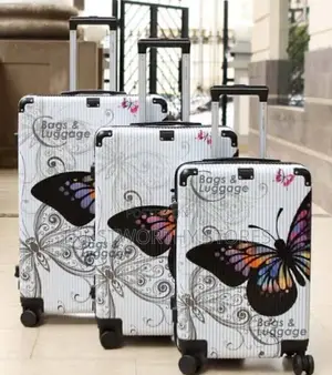 3pcs Metallic Butterfly Suitcase