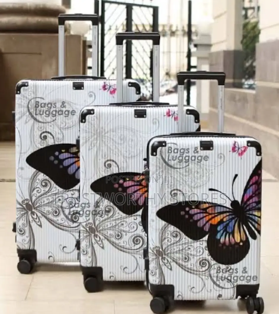 3pcs Metallic Butterfly Suitcase