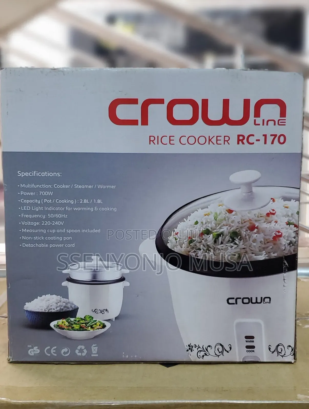 Crown Rice Cooker Rc-170 -700w,2.8l Capacity,Multifunctional