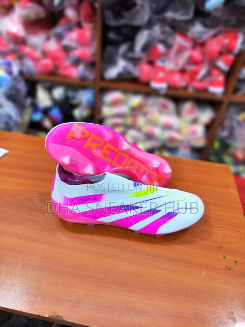 Football Boots/ Soccer Boots of White and Pink for Adidas