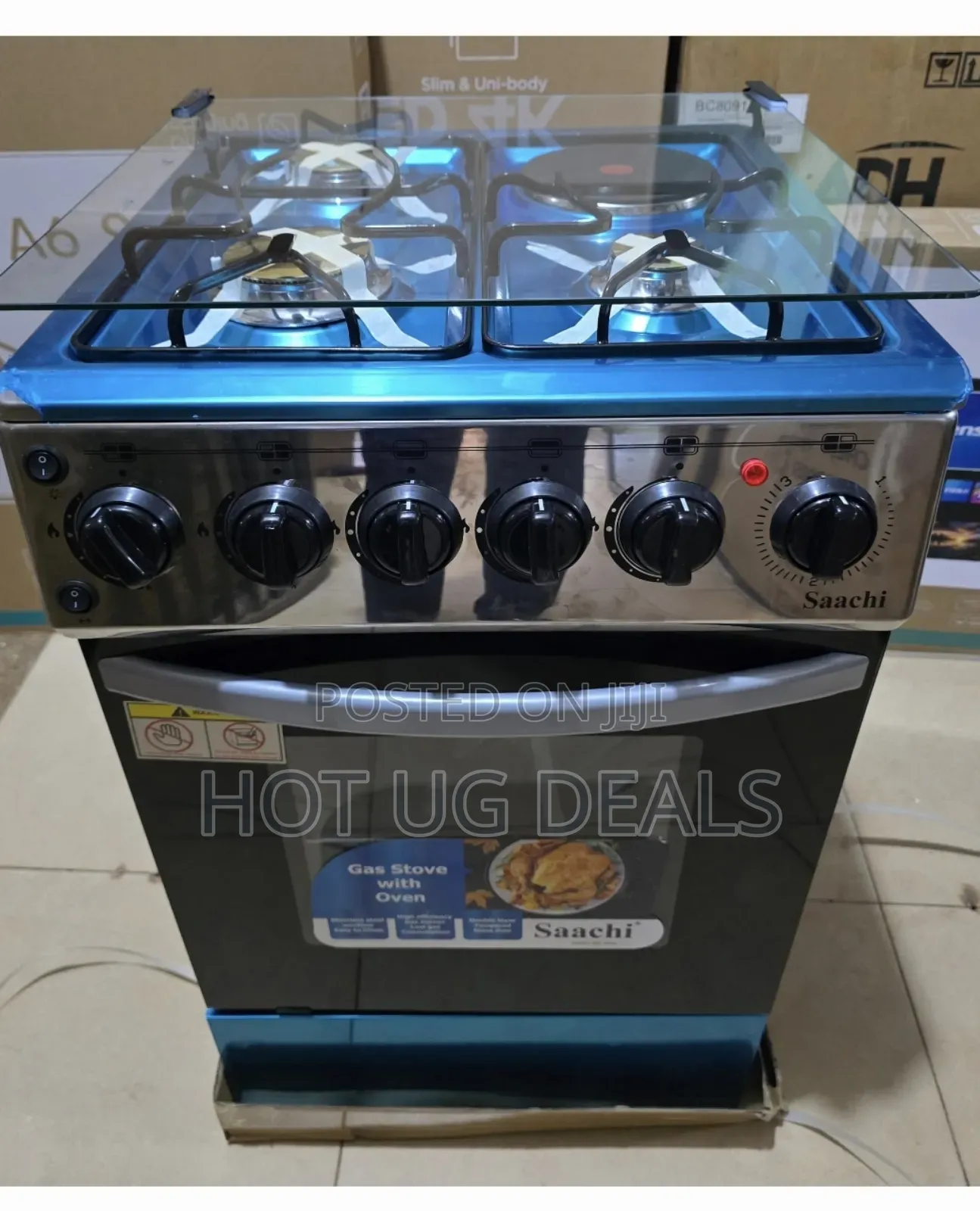 Saachi 3 Gas + 1 Electric Stove/Cooker With Gas Oven 50x50cm