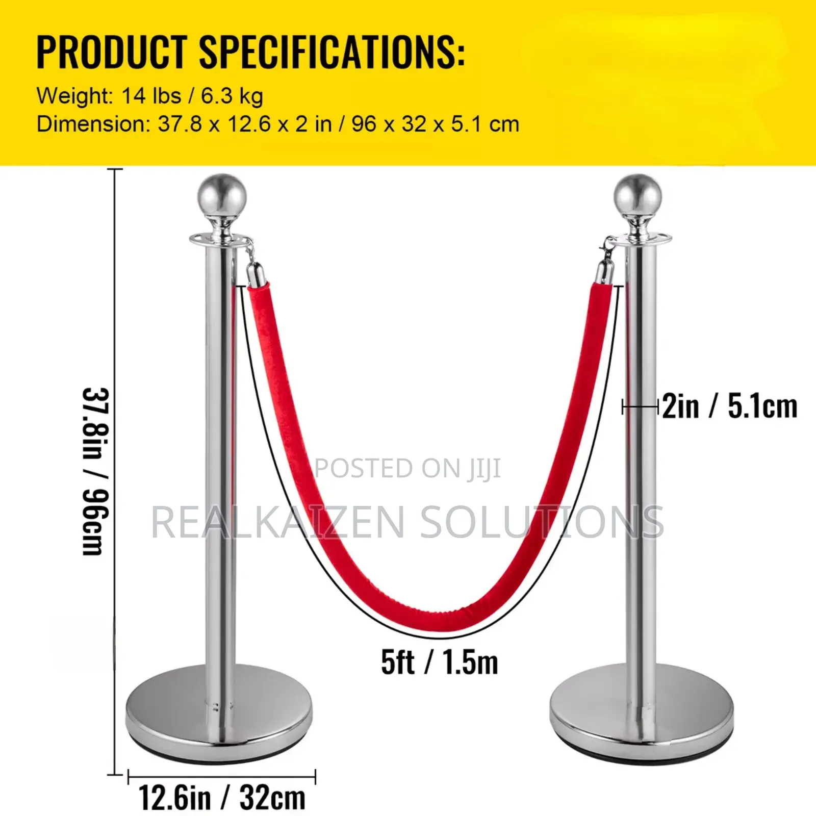 Silver| Gold Post Crowd Control Queue Line Barrier 2pcs