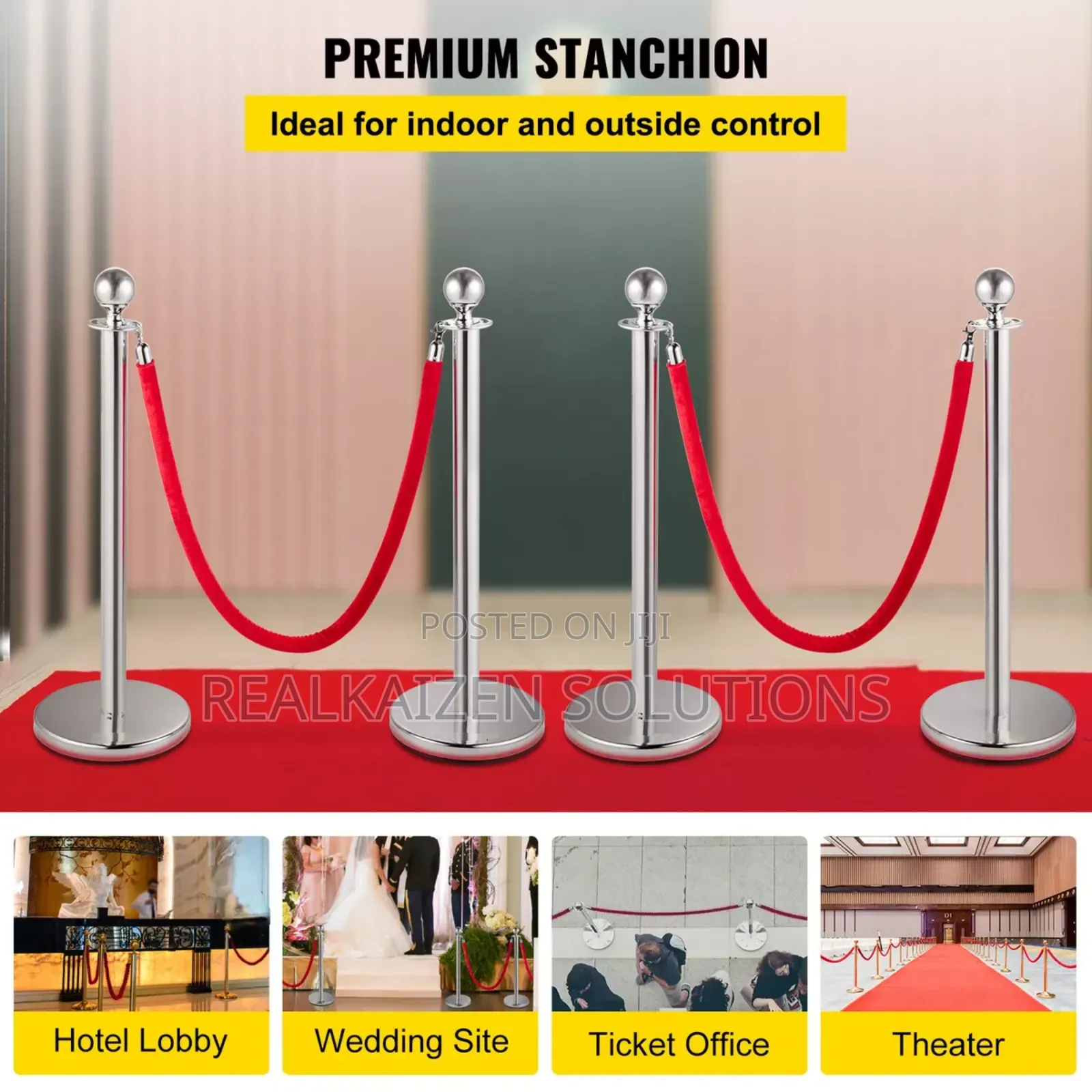 Silver| Gold Post Crowd Control Queue Line Barrier 2pcs