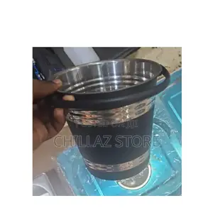 Strong Black Stainless Steel Ice Bucket.