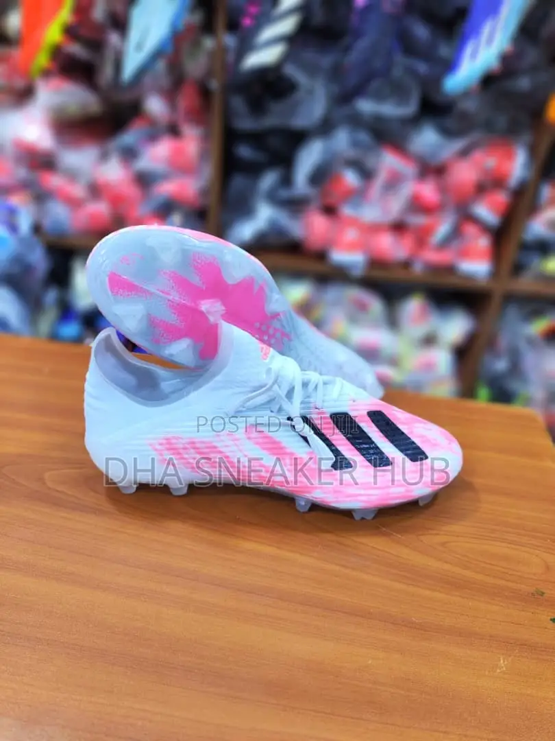 Football Boots/ Soccer Boots of White and Pink