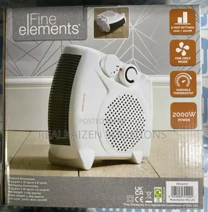 UK FINE ELEMENTS 2 Heat Settings White Color Fan Heater
