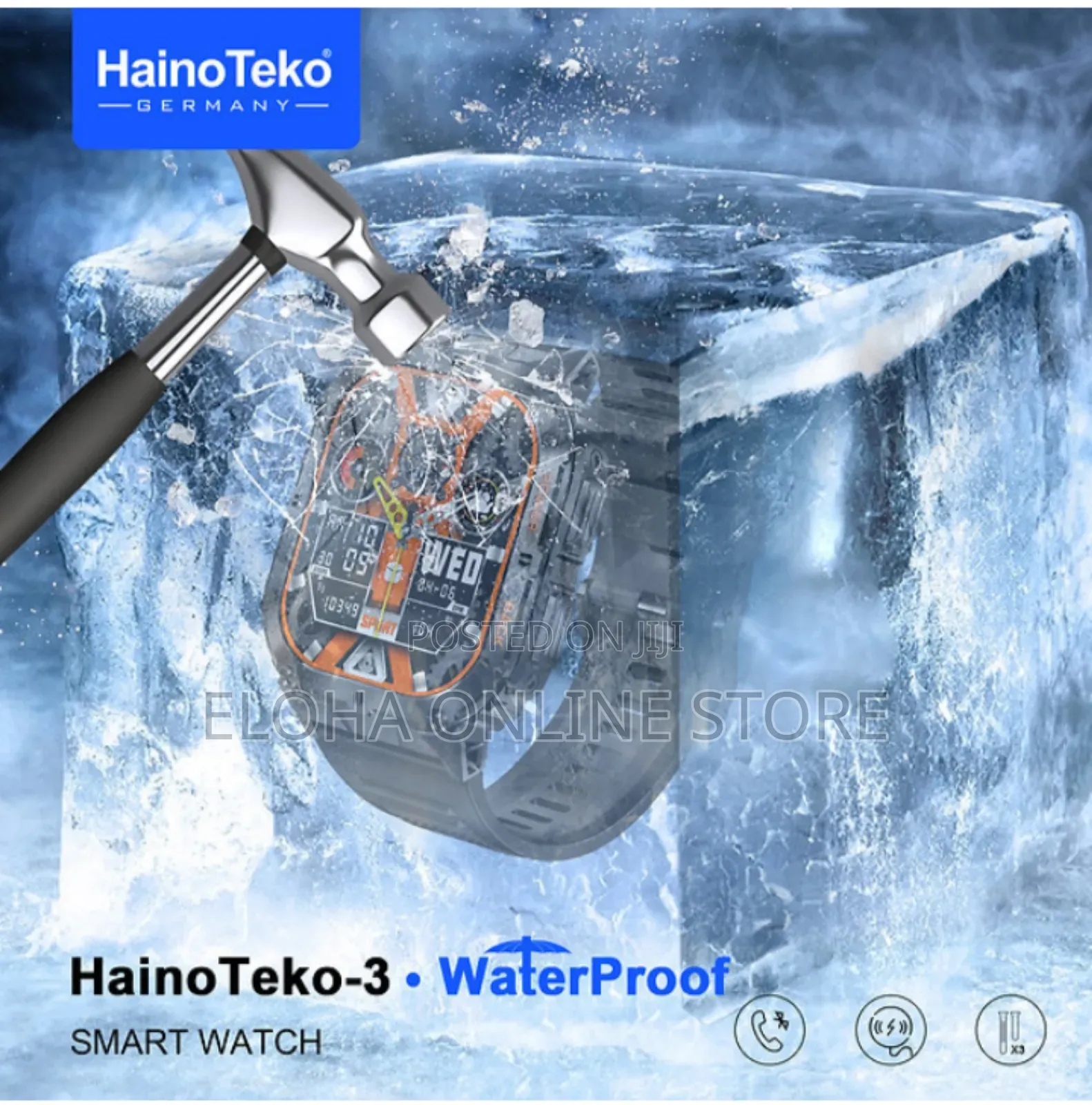 Haino Teko3-Amoled Smart Watch 3 Pairs Strap Waterproof