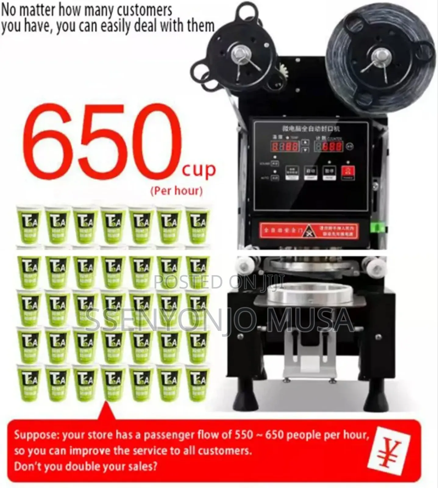 Automatic Dubble Tea Cup Sealing Machine - 500-650 Cups/Hour