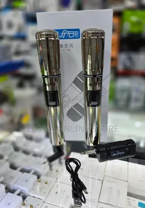 Pair of Metallic UHF Rechargeable Wireless Microphones